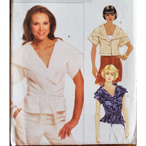 00s Butterick Pattern B5186 Uncut Semi Fitted Top Flounce 8 10 12 14 - Picture 1 of 4